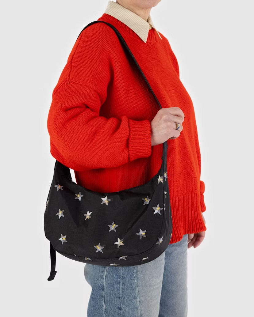 Baggu Medium Nylon Crescent Bag (New Extended 47" Strap) - Star