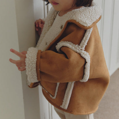 Kids W25 Faux Suede Shearling Reversible Jacket (1-6y) - Camel