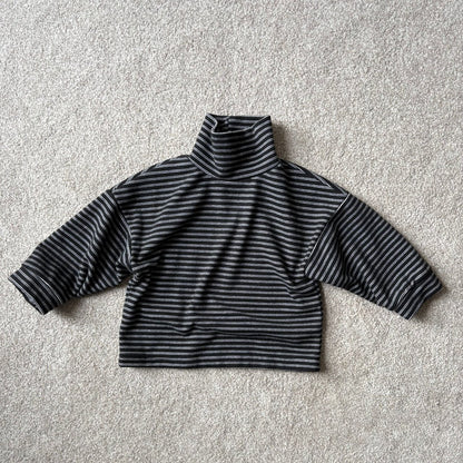 Toddler W25 Warm Fleece Stripe Mock Neck Long Sleeve Top (1-7y) - 2 Colors