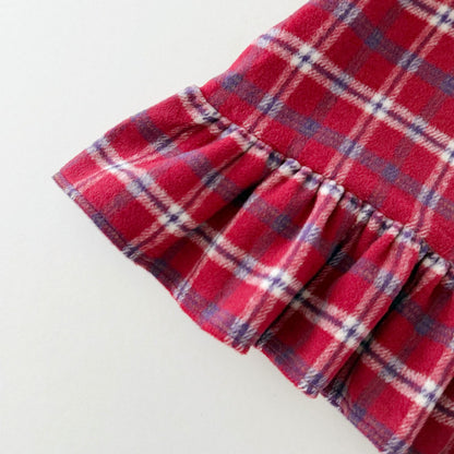 Kids W25 Holiday Plaid Big Collar Frill Dress (2-7y) - Red Blue