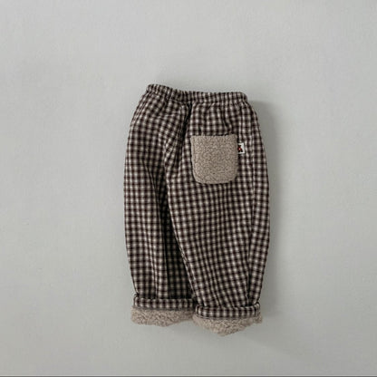 Toddler Land W25 Sherpa Pocket Plaid Pull-On Pants (1-6y) - 2 Colors