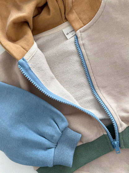 [At Noon Original Design] Kids ColorBlock Wide Leg Pants Sets (6m-7y) - Beige