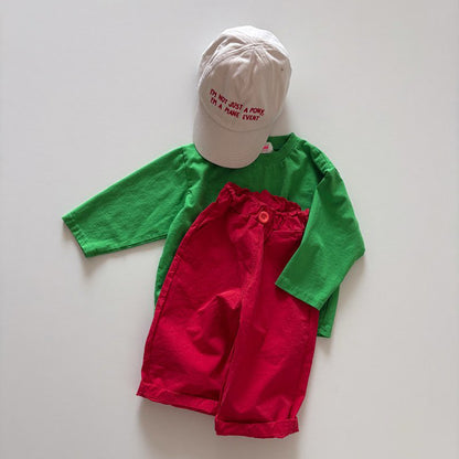 Toddler SP26 Basic Long Sleeve Loose Fit Top  (1-6y) - Green - AT NOON STORE