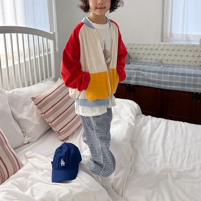 Toddler SP26 Terry Cloth Colorblock Raglan Jacket (1-6y) - Red - AT NOON STORE