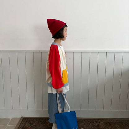 Toddler SP26 Terry Cloth Colorblock Raglan Jacket (1-6y) - Red - AT NOON STORE