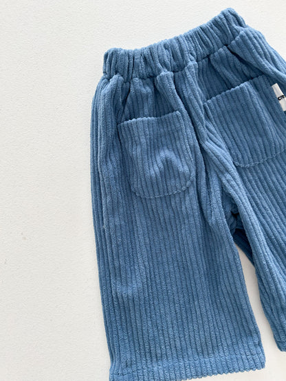 Kids W26 Fuzzy Rib Pocket Pull-On Pants (10m-8y) - Sky Blue