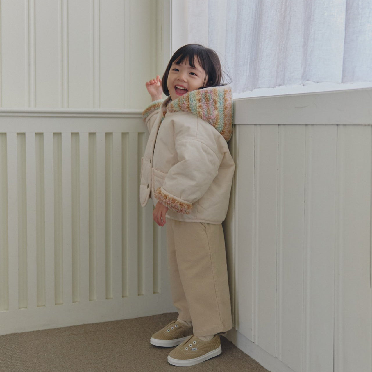 Kids W25 Sherpa Lined Reversible Hooded Jacket with Hood(1-6y) - 2 Colors