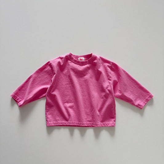 Toddler SP26 Basic Long Sleeve Loose Fit Top  (1-6y) - Pink - AT NOON STORE