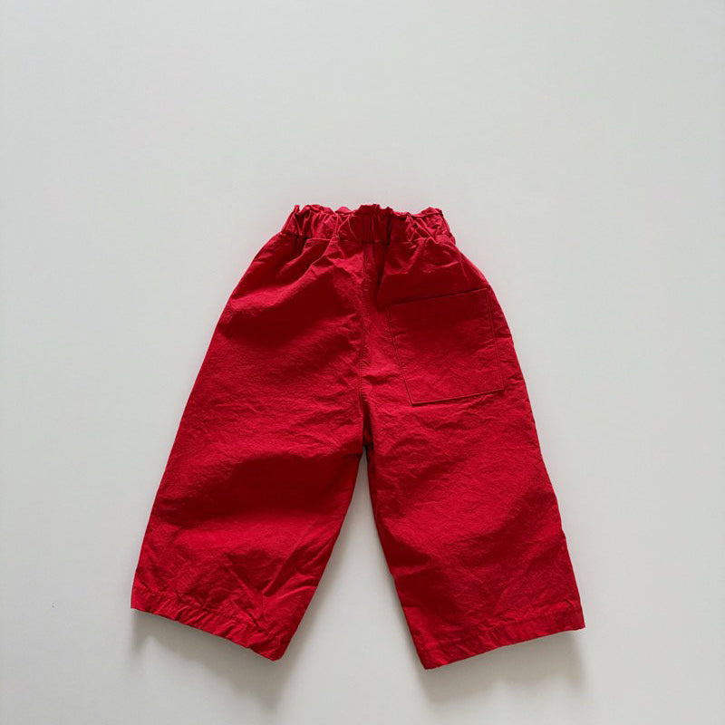 Toddler SP26 Frill Waist Pull-On Pants  (1-6y) - Red - AT NOON STORE