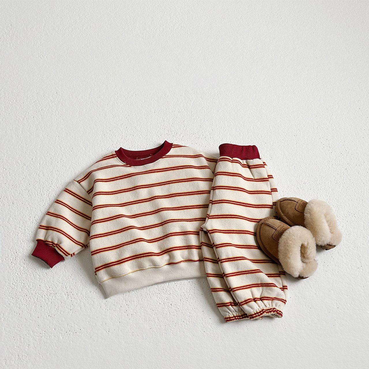 Toddler W25 Warm Stripe Sweatshirt and Jogger Pants Set (1-6y) - 3 Colors