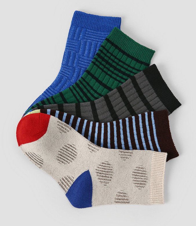 Toddler Jacquard 5PK Socks Set (1-8y) - Green Blue