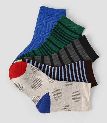 Toddler Jacquard 5PK Socks Set (1-8y) - Green Blue