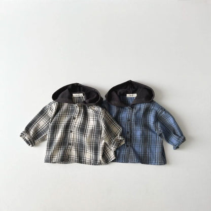 Toddler Plaid Hooded Shirt Jacket (1-6y) - 2 Colors - AT NOON STORE