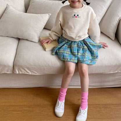 Toddler Cat Face Embroidery Cropped Sweatshirt (1-6y) - 3 Colors - AT NOON STORE