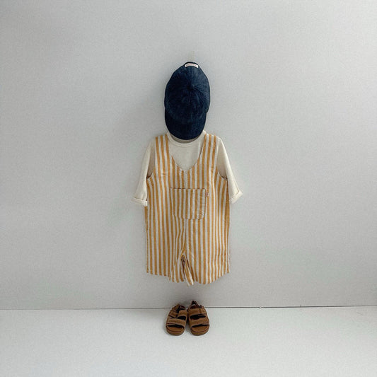 Toddler F25 Stripe Short Overall (10m-4y) - Yellow