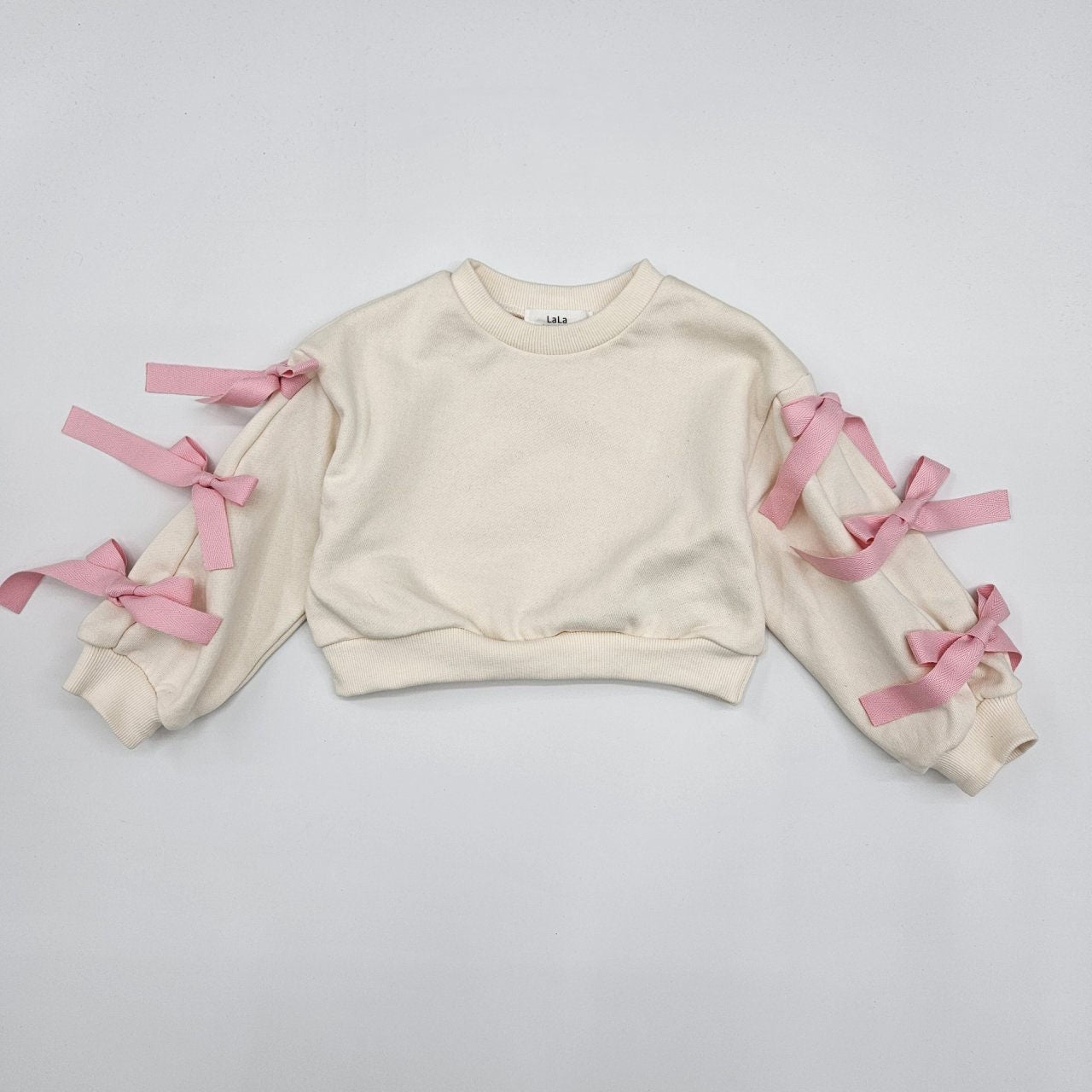 Toddler Bow Detail Long Sleeve Cropped Sweatshirt (2-7y) - 2 Colors