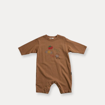 Baby F26 Tomato Egg Milk Print Long Sleeve Jumpsuit (3-18m) - 2 Colors