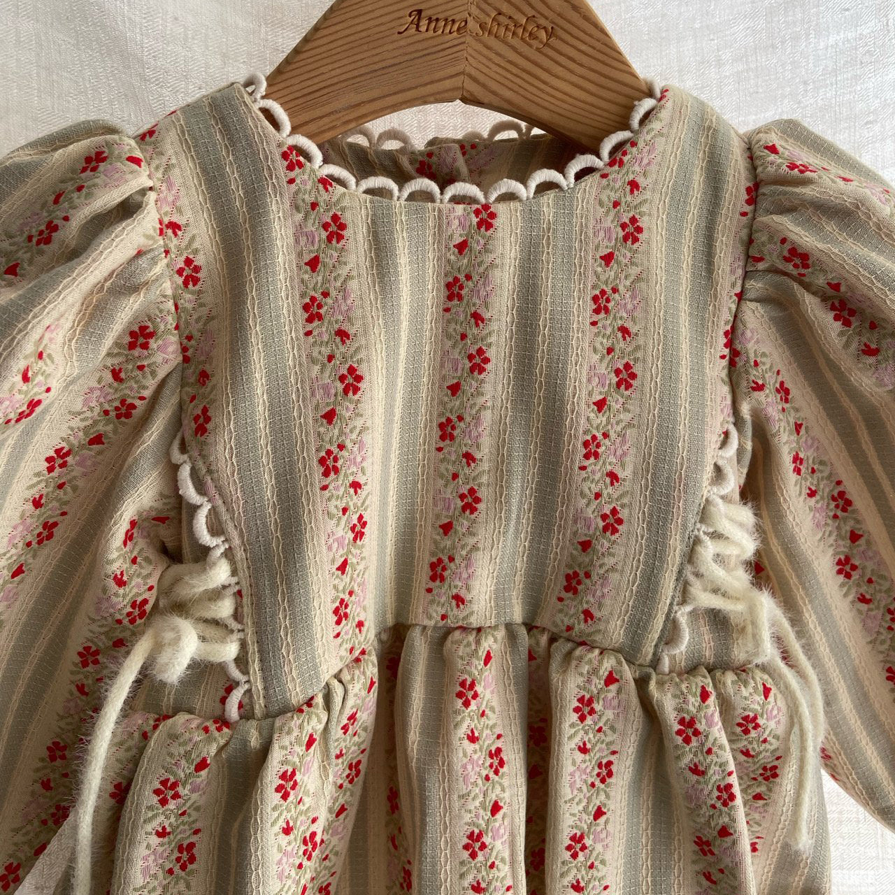 Baby Ann SP26 Floral Puff Long Sleeve Bubble Romper (3-18m) - Red Floral