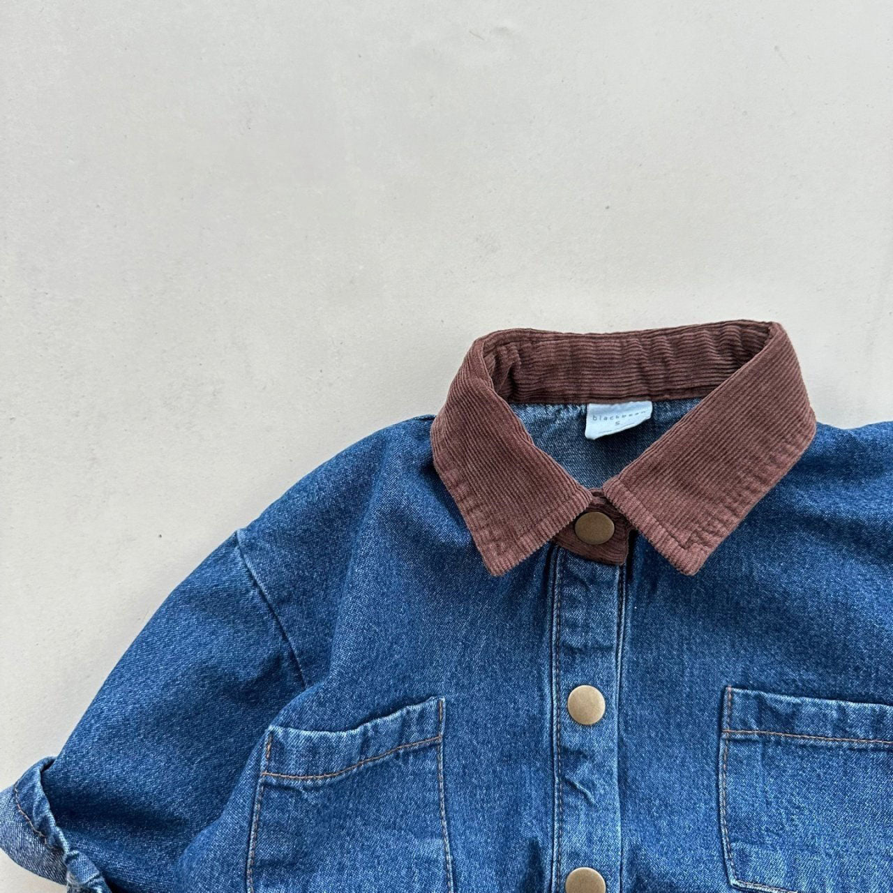 Baby Corduroy Collar Denim Shirt Romper (4-18m) - Denim