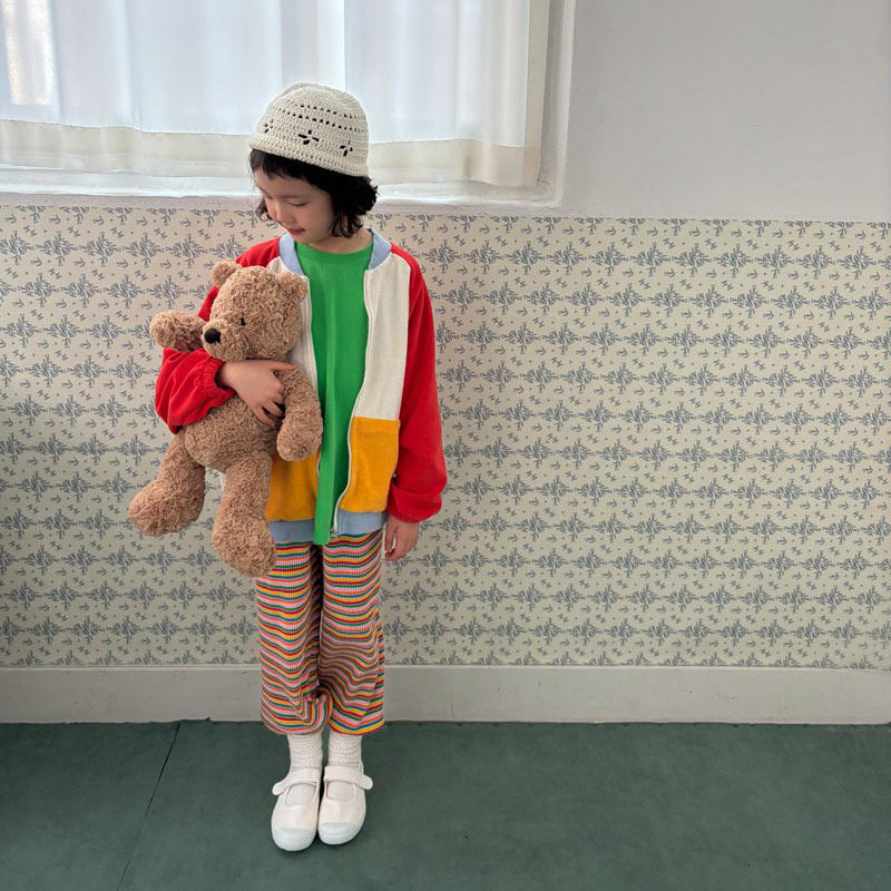 Toddler SP26 Terry Cloth Colorblock Raglan Jacket (1-6y) - Red - AT NOON STORE