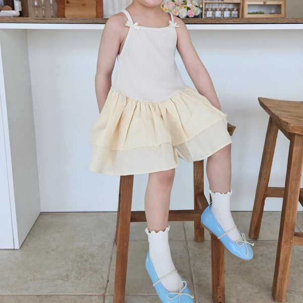 Toddler Bow Trim Tutu Dress (1-7y)- Cream