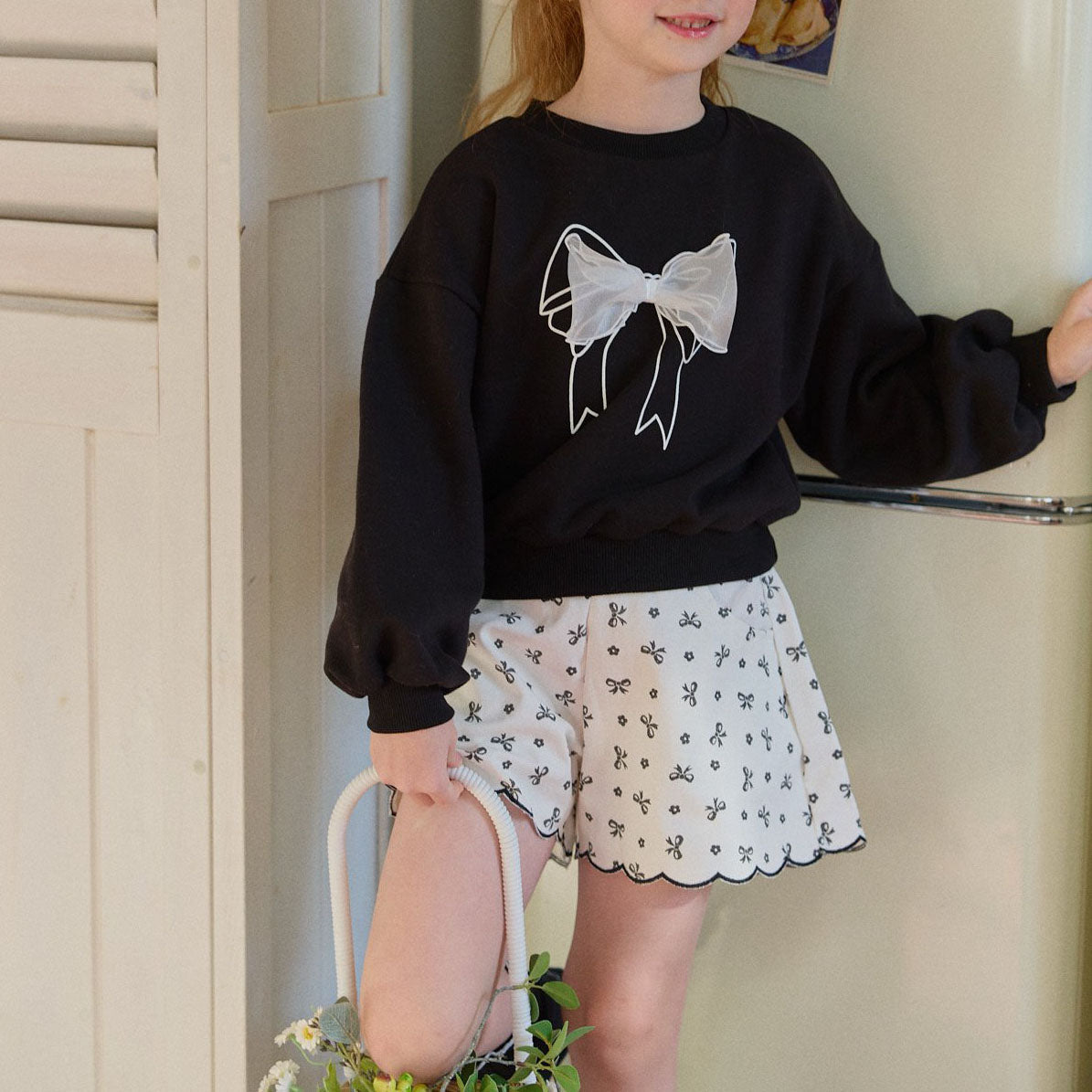 Toddler S25 Bow Printed Twill Shorts (2-7y) - Black