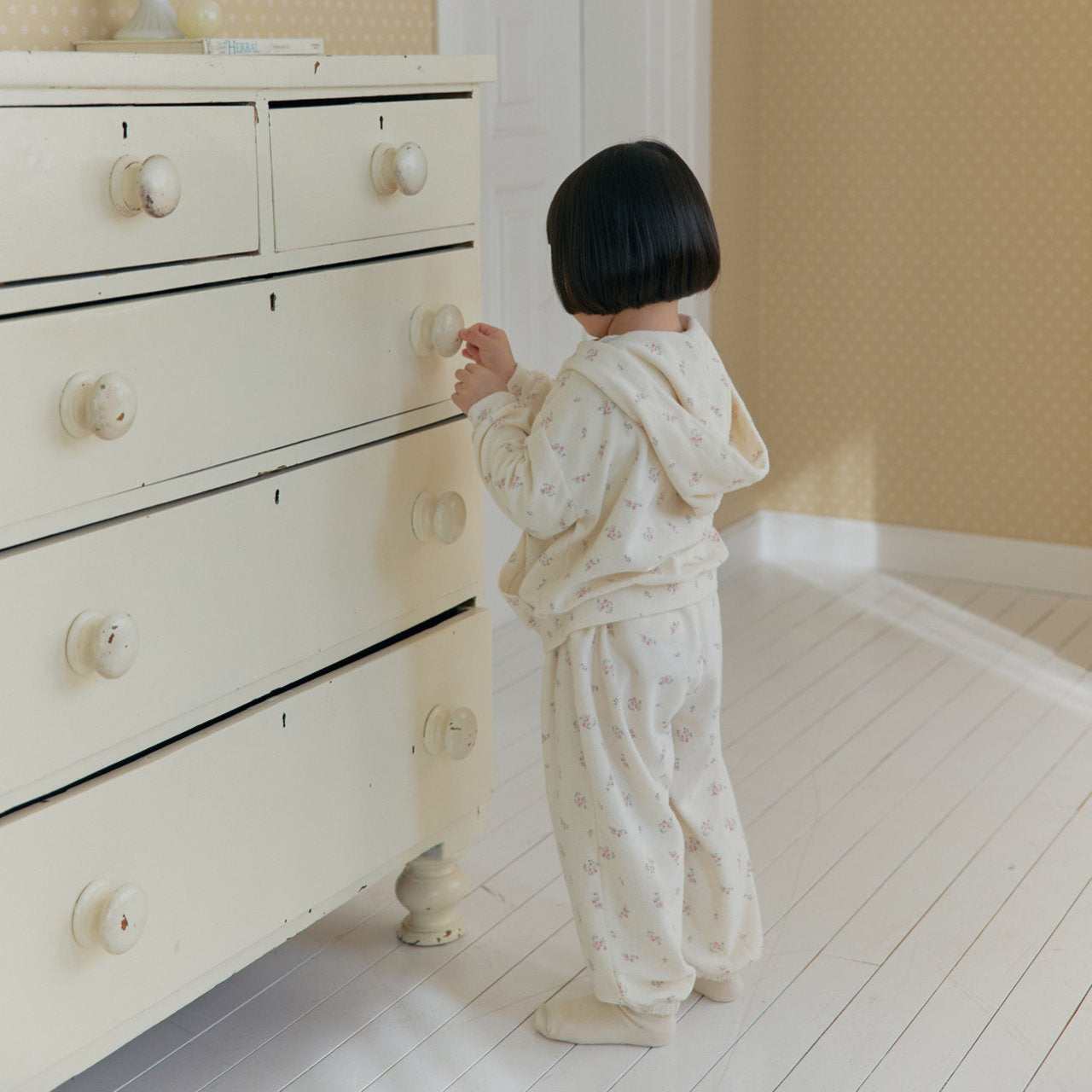 Kids SP26 Floral Terry Cloth Zip-Up Hooded Jacket (1-7y) - Ivory - AT NOON STORE