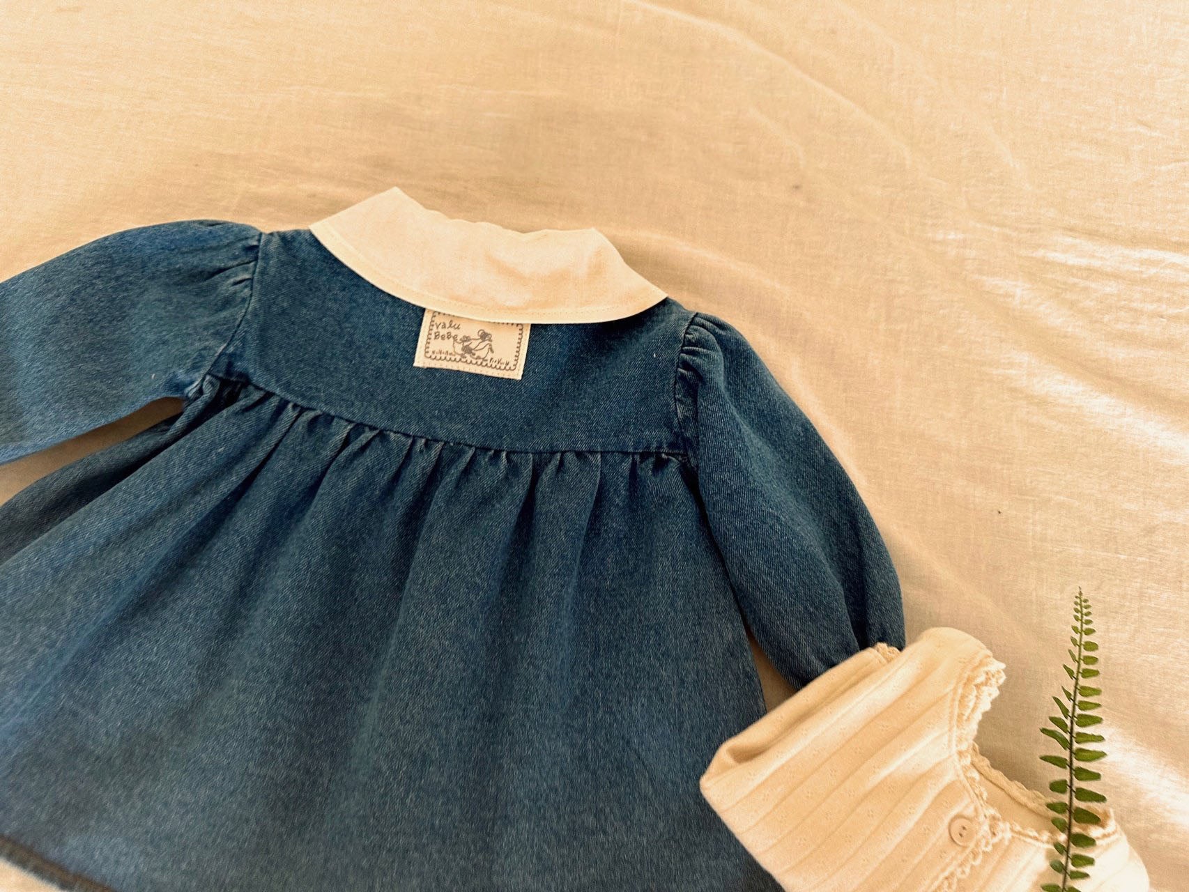 Baby Peter Pan Collar Denim Dress(3-18m) -Denim - AT NOON STORE