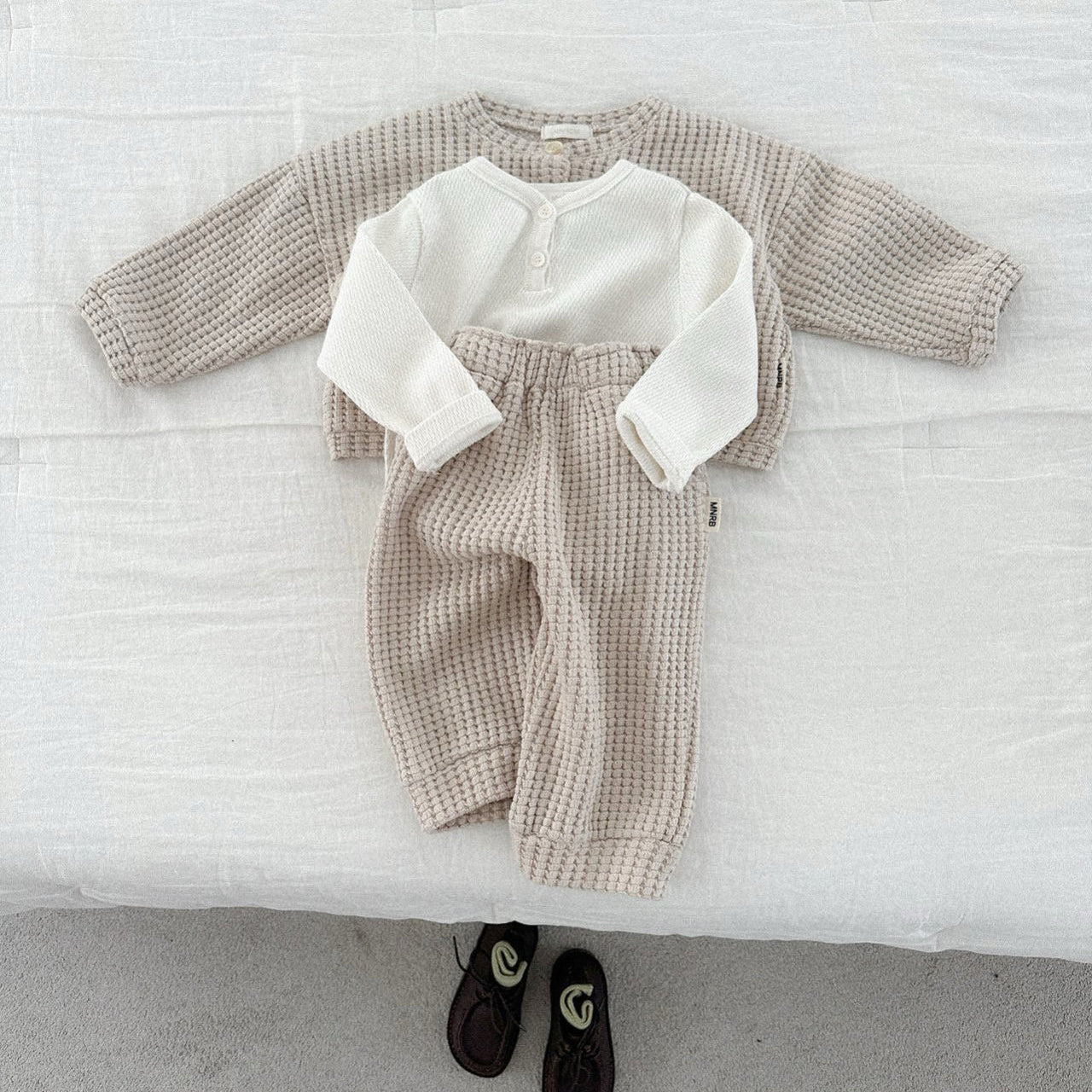 Toddler SP26 Chunky Waffle Jogger Pants (10m-4y) - Beige - AT NOON STORE