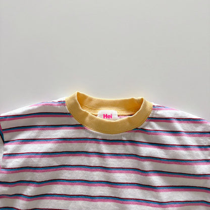 Toddler SP26 Multi Stripe Long Sleeve Loose Fit Top  (1-6y) - Pink - AT NOON STORE