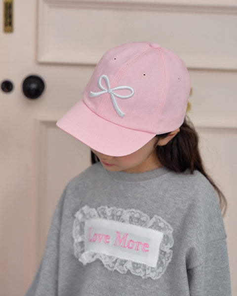 Bow Embroidery Ball Cap (2-5y) -Pink