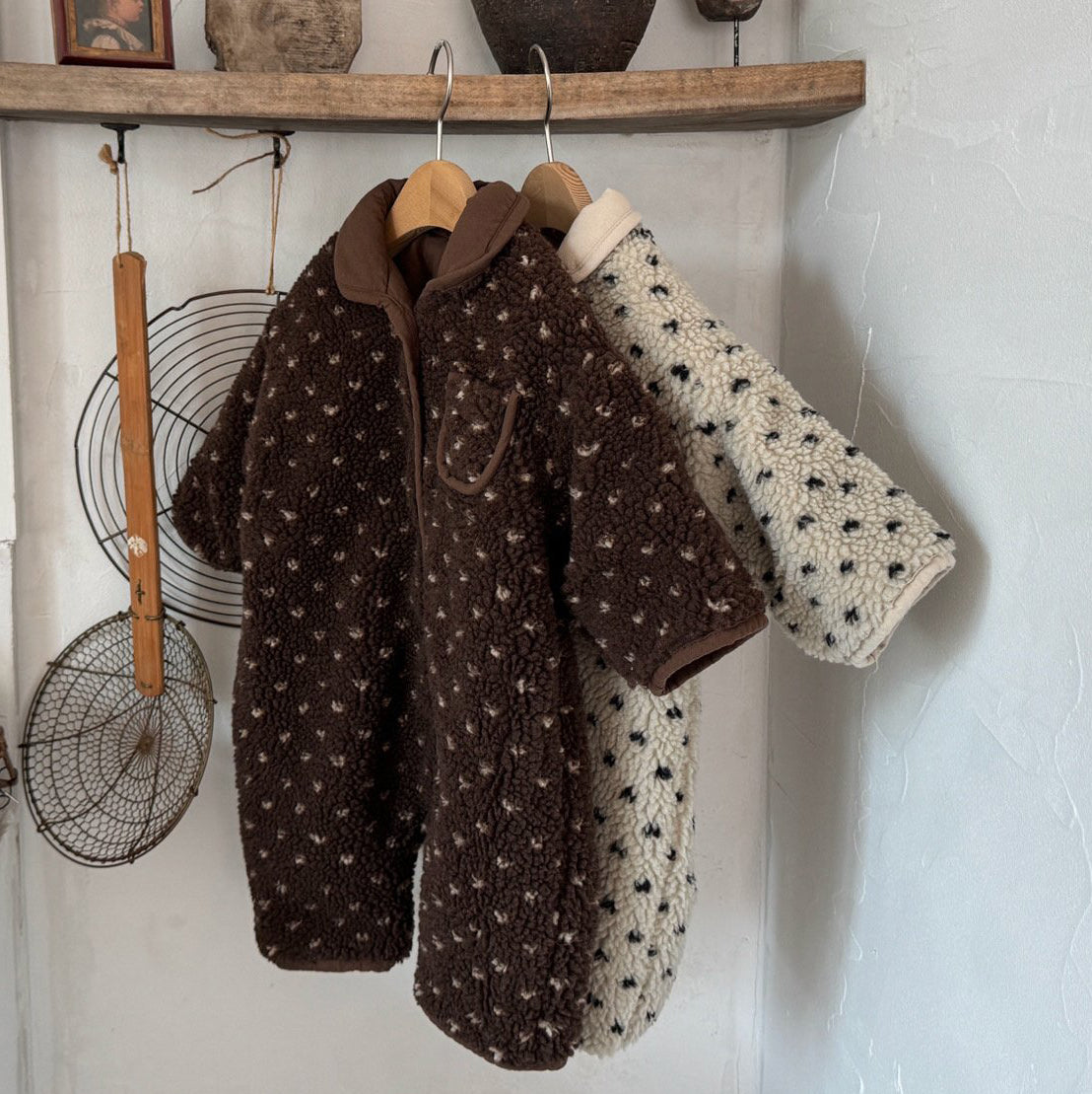 Baby W25 Sherpa Lined Reversible Padded Romper with Collar (3-18m) - 2 Colors