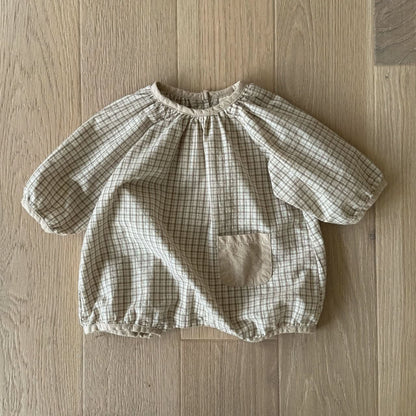 Baby Long Sleeve Pocket Plaid Romper (3-18m) - 2 Colors - AT NOON STORE