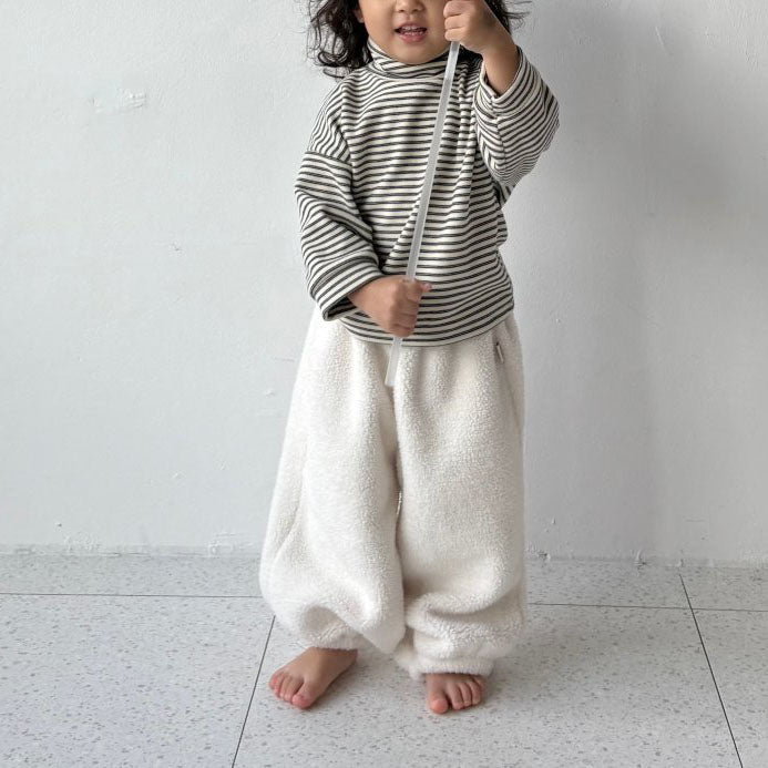 Toddler W25 Warm Fleece Stripe Mock Neck Long Sleeve Top (1-7y) - 2 Colors