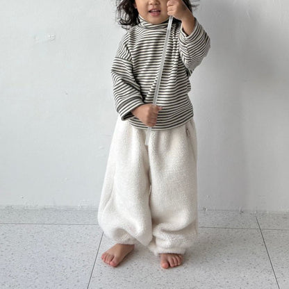 Toddler W25 Warm Fleece Stripe Mock Neck Long Sleeve Top (1-7y) - 2 Colors