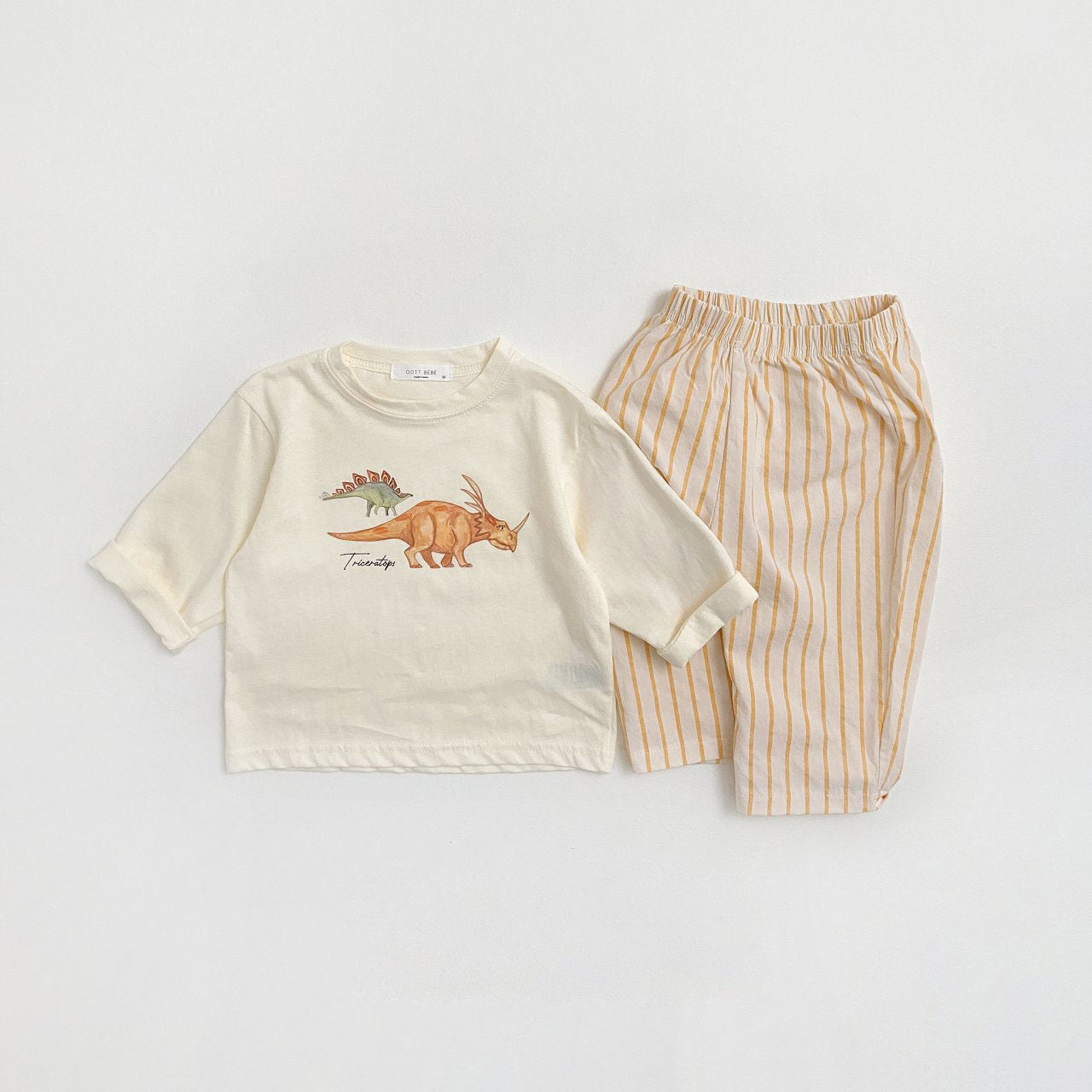 Toddler Dinosaur Sweatshirt and Stripe Pull-on Pants Set (1-7y) - 4 Colors - AT NOON STORE