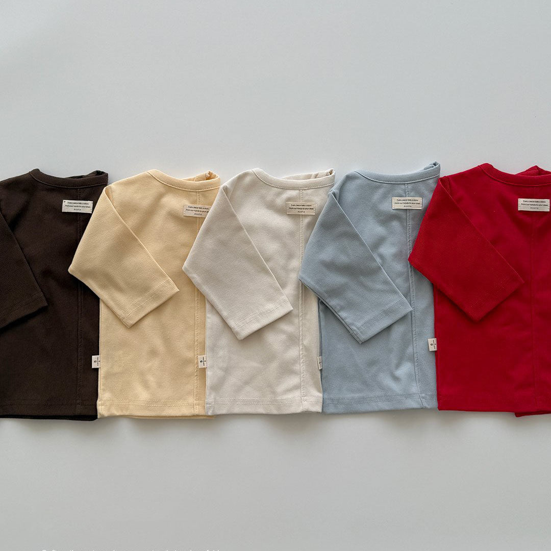 Baby/Toddler Aosta F25 Stitch Detail Ribbed Long Sleeve Top (3m-5y)- 5 Colors - AT NOON STORE