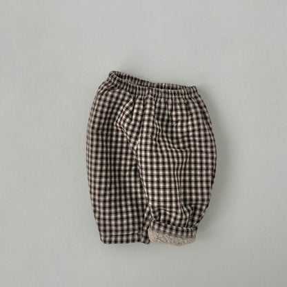 Baby Land W25 Sherpa Lined Plaid Pull-on Pants (4m-18m) - 2 Colors