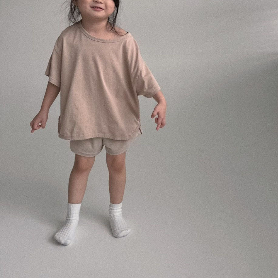 Baby Toddler Bella SS25 Curved Hem Short Sleeve Loose Fit Top  (6m-6y) - 2 Colors - AT NOON STORE