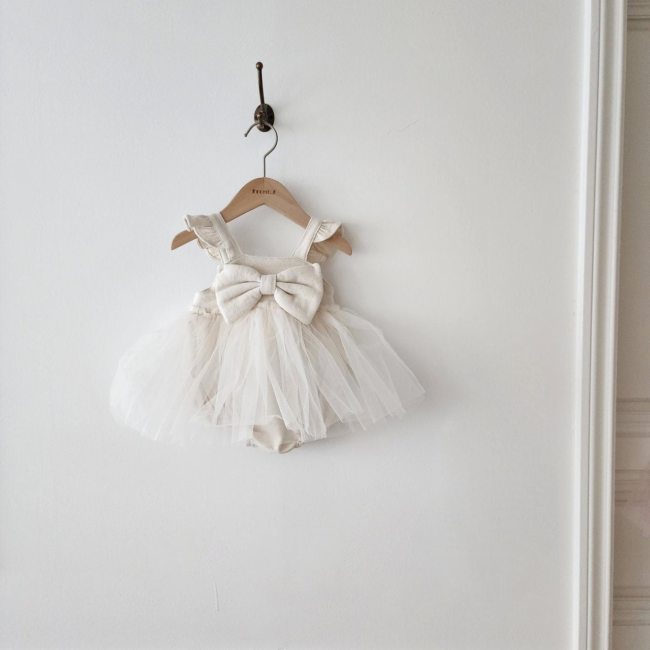 Baby Ruffle Shoulder Sleeveless Front Bow Tutu Dress Romper (3-18m) - 2 Colors - AT NOON STORE