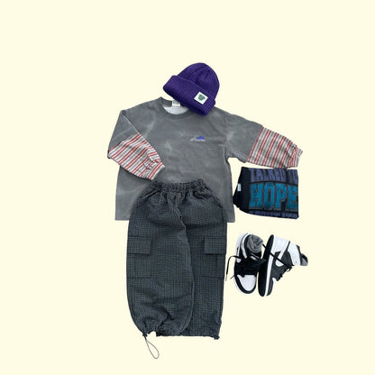 Toddler F26 Textured Plaid Adjustable Hem Jogger Pants (3-9y) - 2 Colors