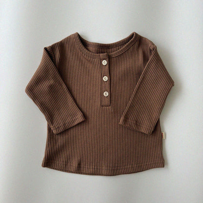 Baby/Toddler Aosta F26 RIbbed Henry Neck Long Sleeve Top (3m-5y) - 4 Colors