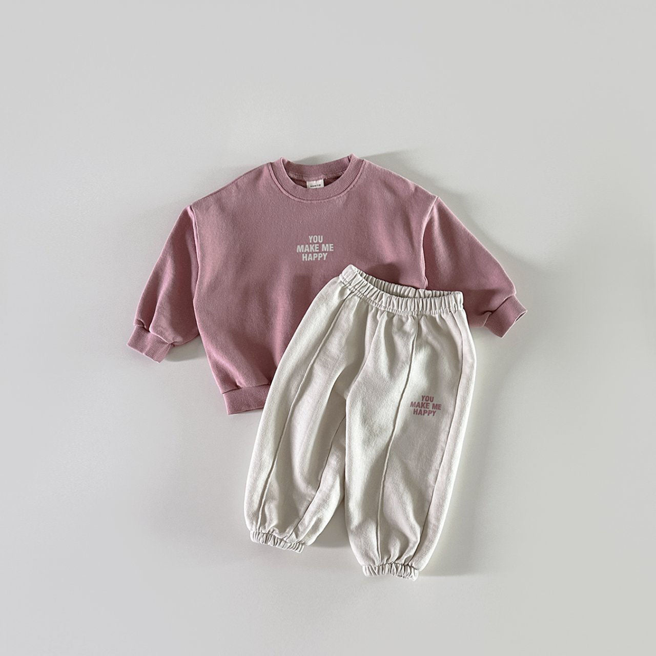 Toddler 'YOU MAKE ME HAPPY' Sweatshirt and Jogger Pants Set (6m-6y) - 2 Colors - AT NOON STORE