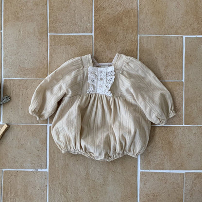 Baby Front Ruffle Lace Trim Romper (3-18m) - 2 Colors - AT NOON STORE