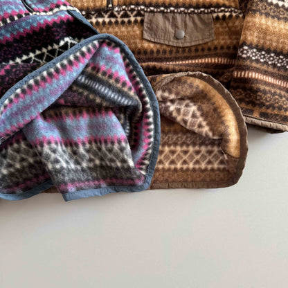 Toddler W25 Fair Isle Fleece Half Zip Mock Neck Top (3-10y) - 2 Colors