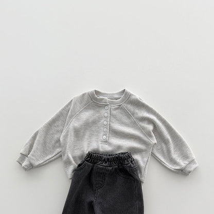 Toddler F26 Textured Henley Sweatshirt (12m-9y) - 2 Colors
