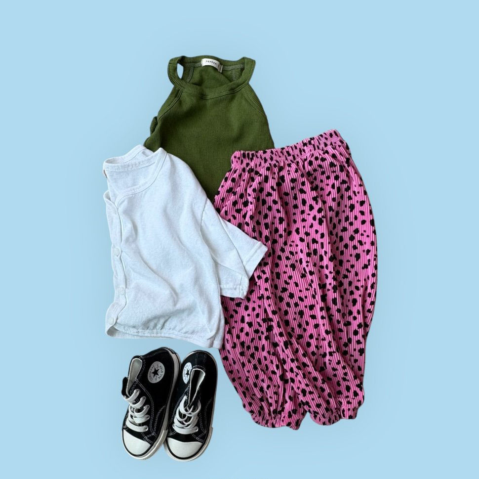 Toddler SS26 Cheetah Pleated Jogger Pants (1-7y) - Pink - AT NOON STORE