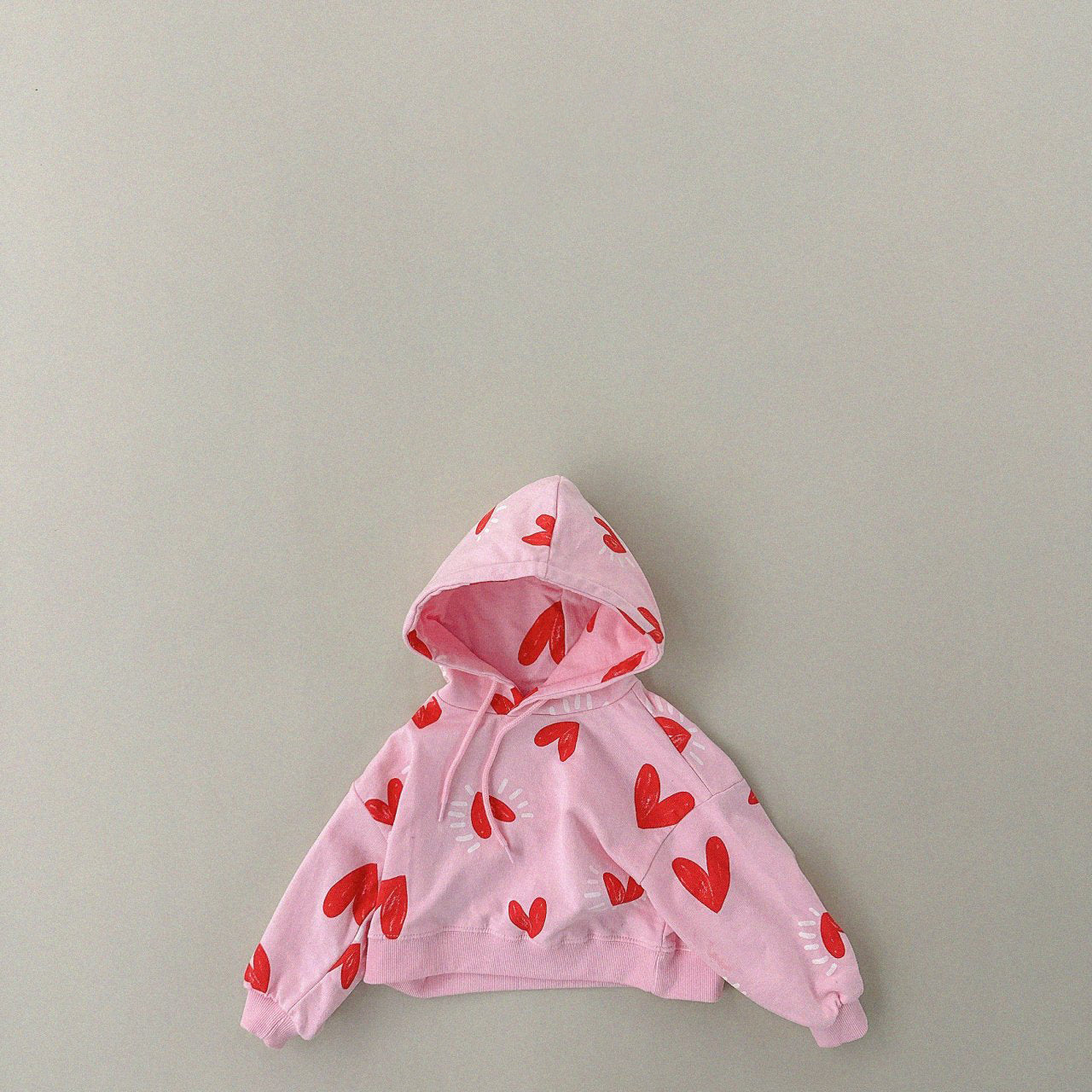 Kids Heart Print Cropped Hoodie  (1-6y) - 2 Colors