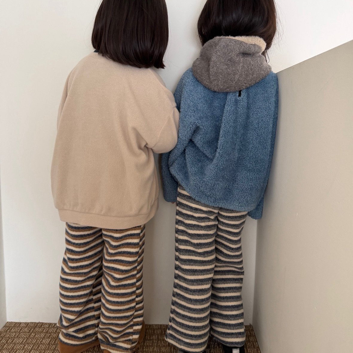 Kids W25 Stripe Rib Knit Wide Pants (1-6y) - 2 Colors