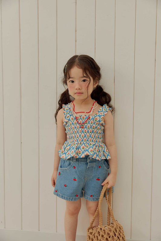 Toddler SS26 Smocked Peplum Top (1-6y) - Blue - AT NOON STORE